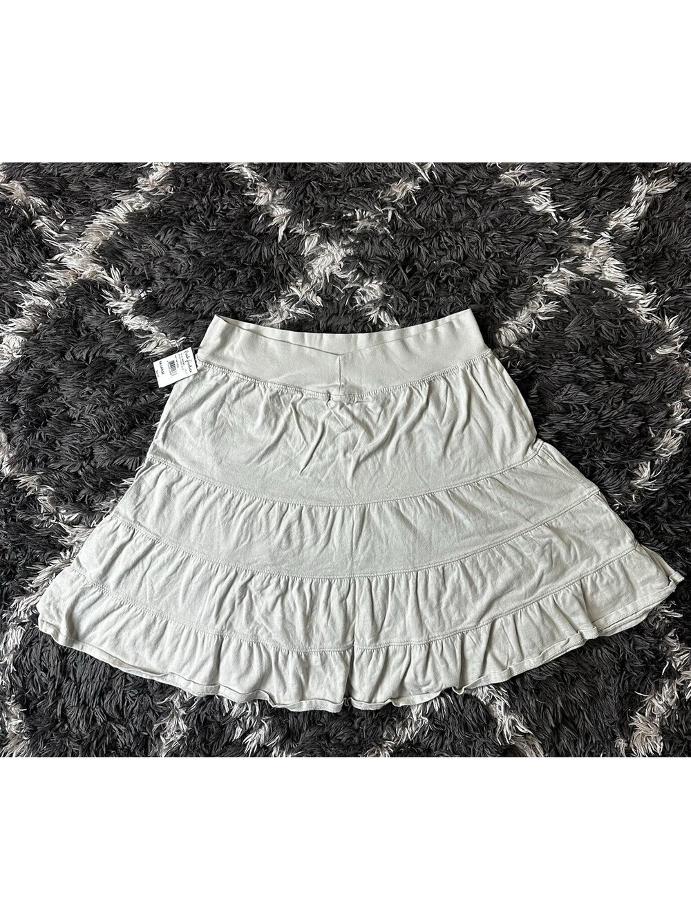 Fresh Produce Womens XXL Beige Tiered Ruffle Knit Skirt Cotton Made in USA